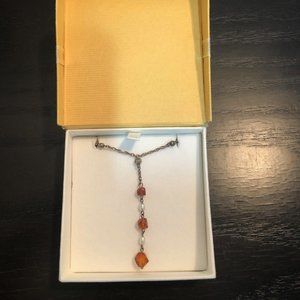 Necklace with Amber beads and pearl accents